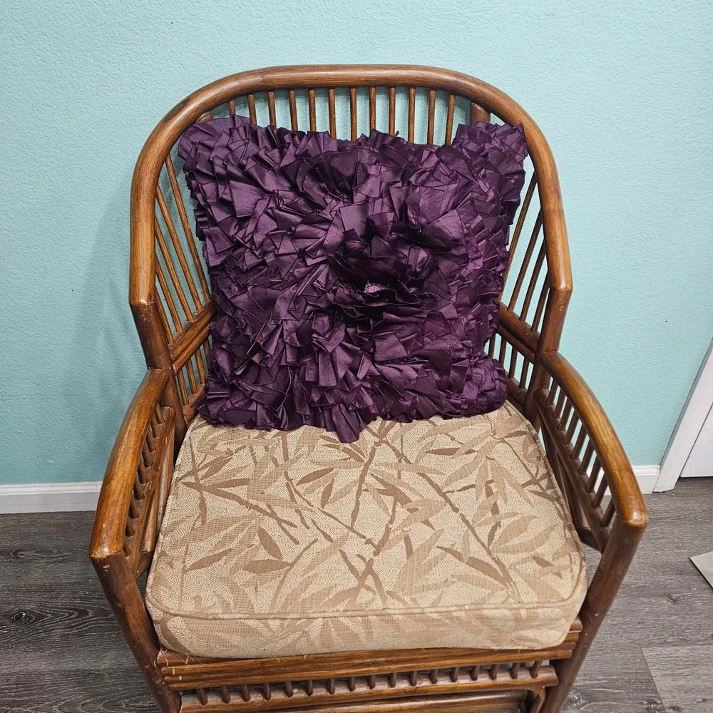 Pier 1 Imports Purple Ruffled Textured Decorative Throw Pillow Square 16x16